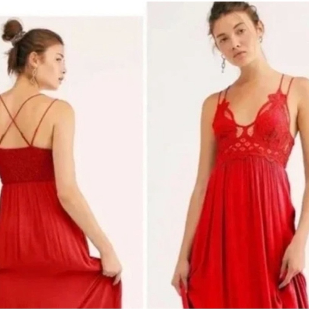 Free People scalloped lace dress mini